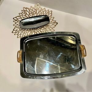 MCM vintage silver tray set